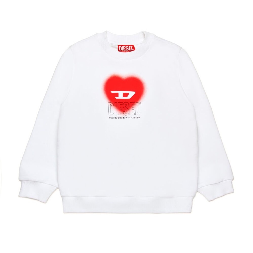 DIESEL NWT Girls Scacuore Spray paint  Heart Logo Crewneck Pullover Sweatshirt